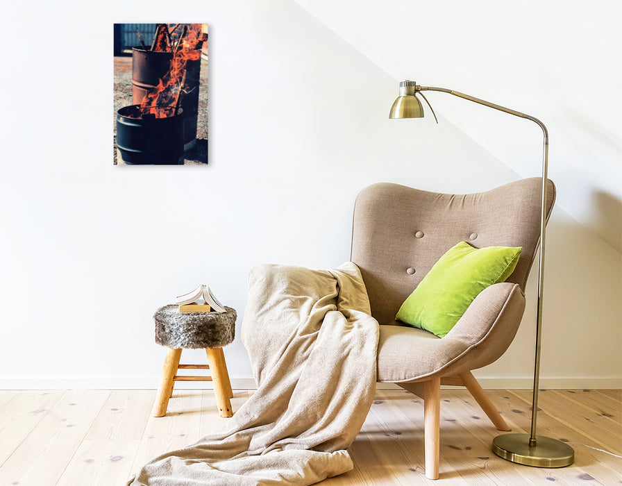Premium Textil-Leinwand Feuertonne