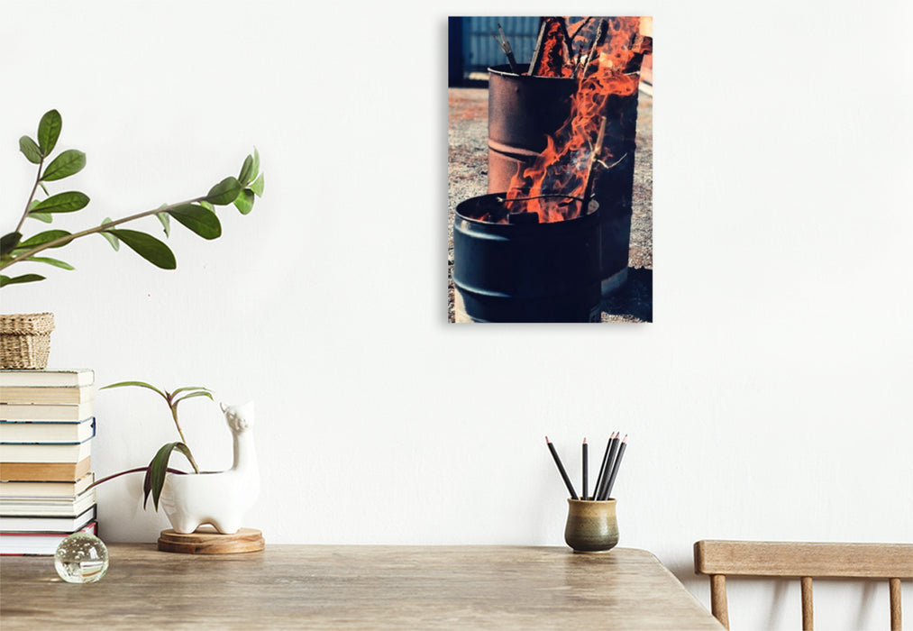 Premium Textil-Leinwand Feuertonne
