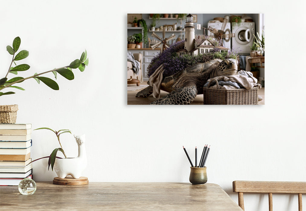 Premium Textil-Leinwand Leuchtturmschildkröte