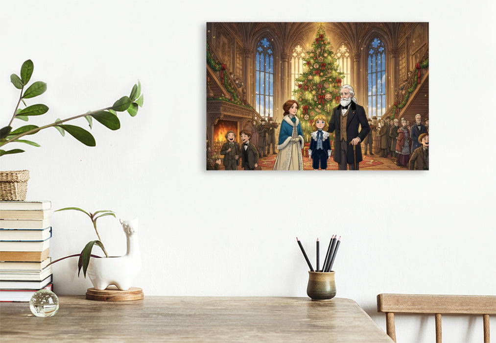 Premium Textil-Leinwand Gemeinsam feiern sie ein neues Weihnachten