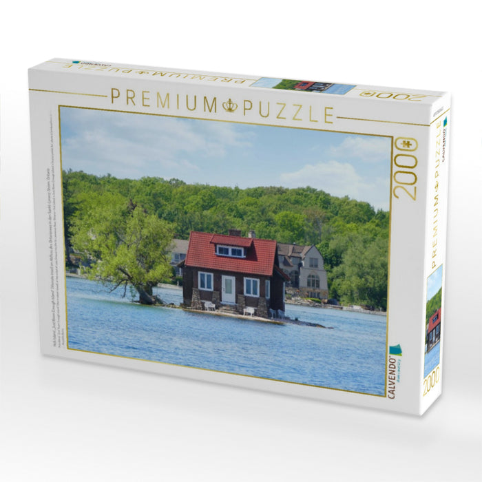 Hub Island „Just Room Enough Island“ (kleinste Insel) im Abfluss des Ontariosees in den Sankt-Lorenz-Strom, Ontario - CALVENDO Foto-Puzzle'