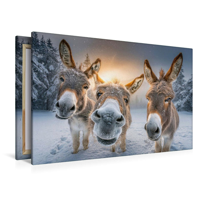 Premium Textil-Leinwand Schnee - so macht der Winter Spaß