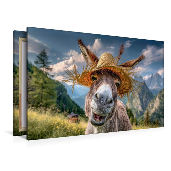Premium Textil-Leinwand Herrlich, die Sonne scheint und ich führe meinen tollen Sonnenhut aus