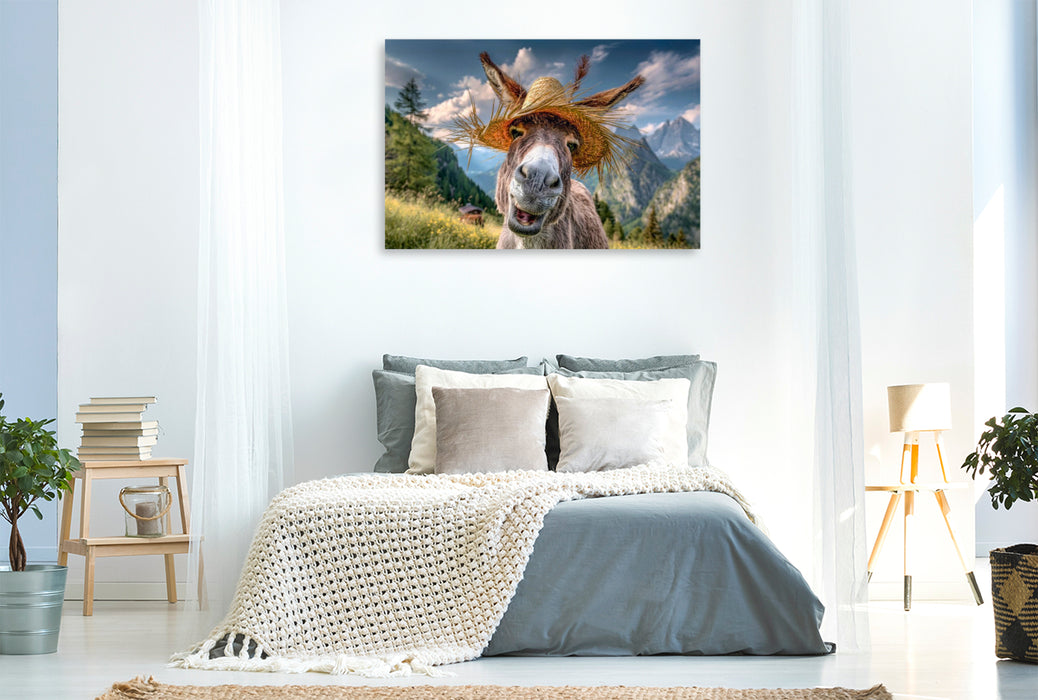 Premium Textil-Leinwand Herrlich, die Sonne scheint und ich führe meinen tollen Sonnenhut aus