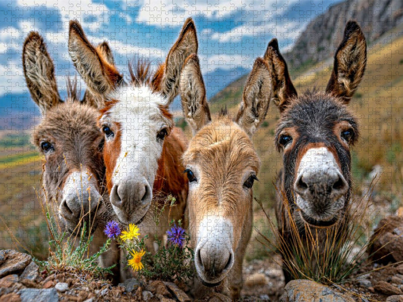 Gruppenfoto mit Blumen - CALVENDO Foto-Puzzle'