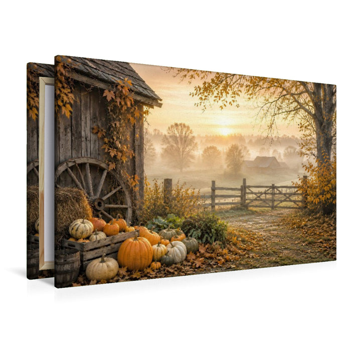 Premium Textil-Leinwand Nebel über'm Land