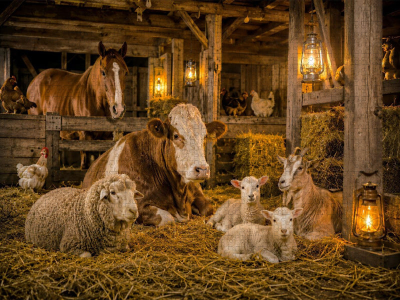 Abendruhe im Stall - CALVENDO Foto-Puzzle'