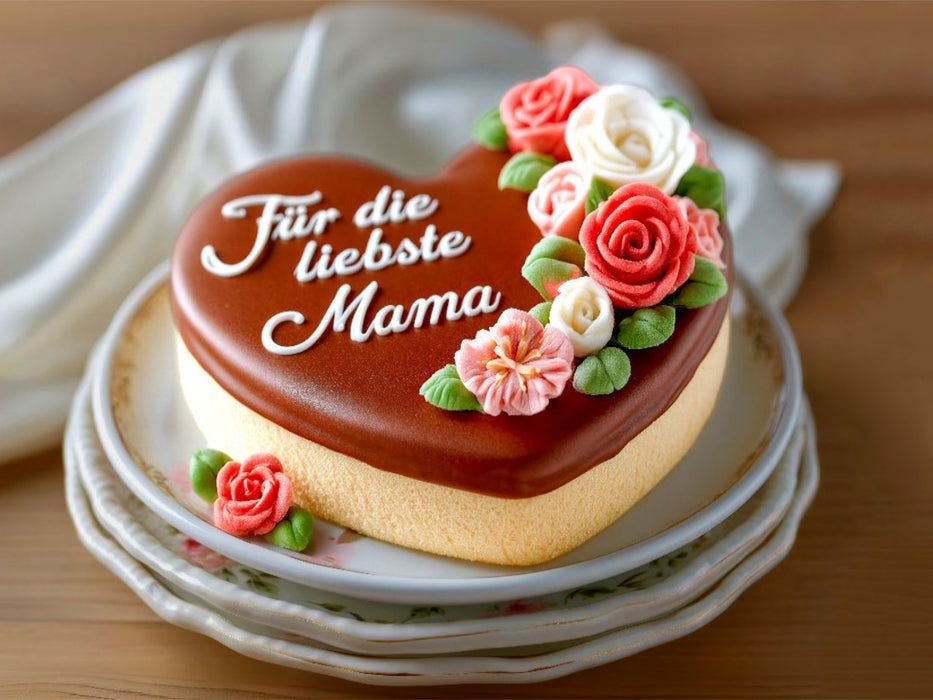 Ein Herz voller Liebe aus Rührteig, mit Schokoladenglasur und Marzipan-Rosen - CALVENDO Foto-Puzzle'