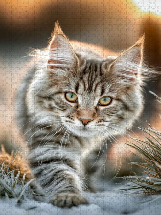 Auf leisen Pfoten durch den Schnee - CALVENDO Foto-Puzzle'