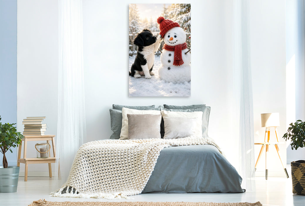 Premium Textil-Leinwand Ein Lächeln im Winter