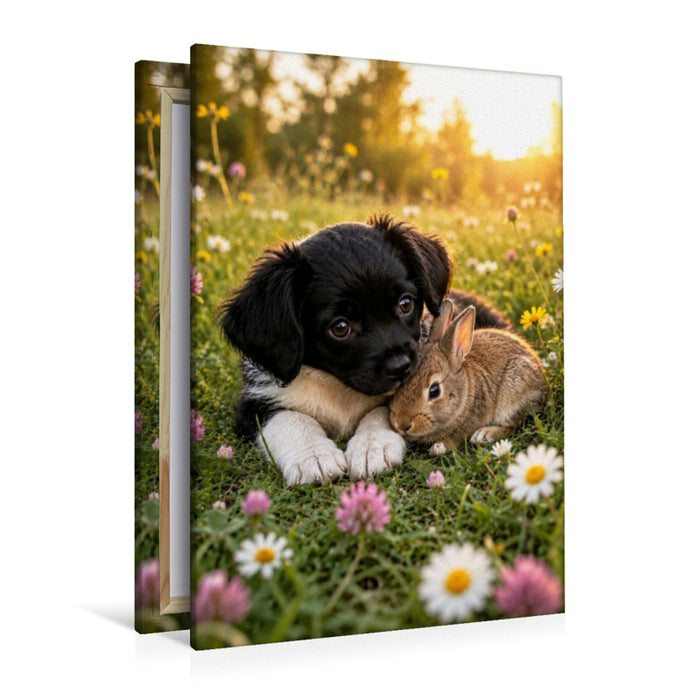 Premium Textil-Leinwand Zwei kleine Herzen