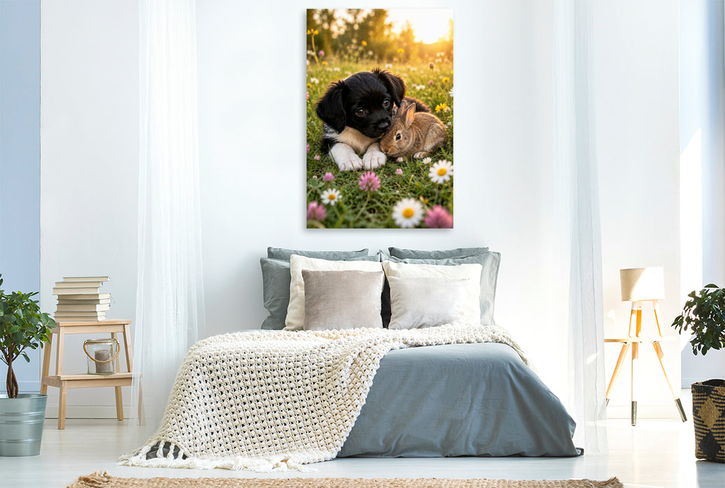Premium Textil-Leinwand Zwei kleine Herzen