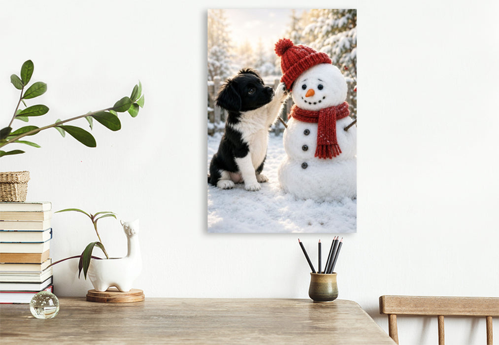Premium Textil-Leinwand Ein Lächeln im Winter