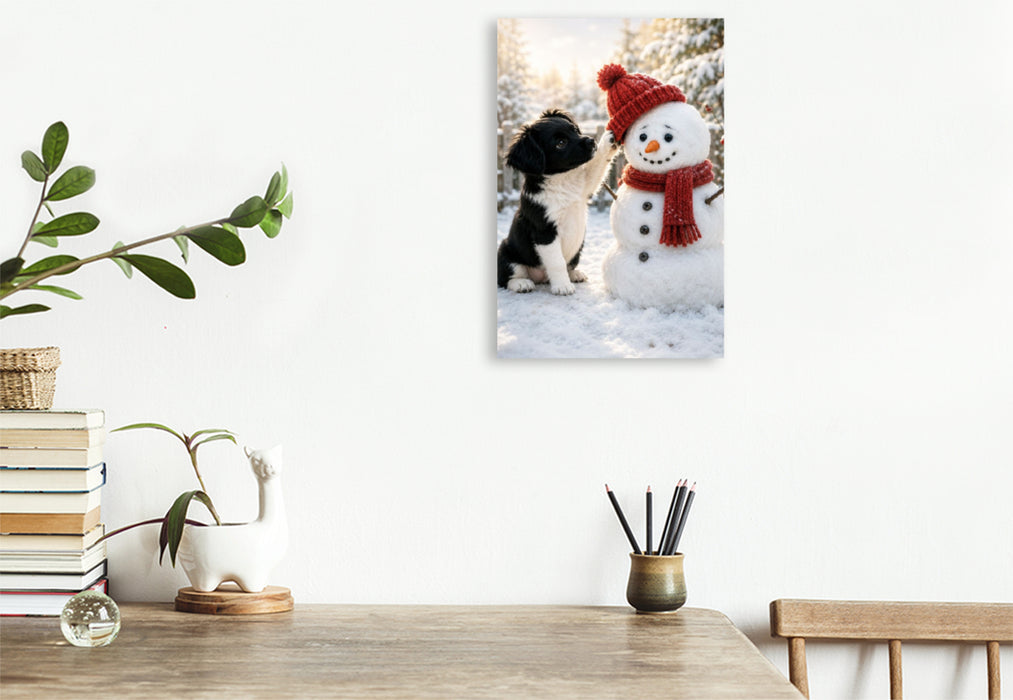 Premium Textil-Leinwand Ein Lächeln im Winter