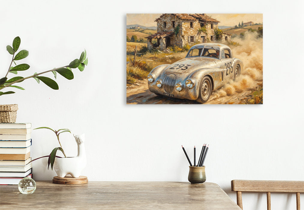 Premium Textil-Leinwand Bei der Mille Miglia 1948 fiel der Fiat Turolla Morelli von Vito und Vittorino Barion aus.