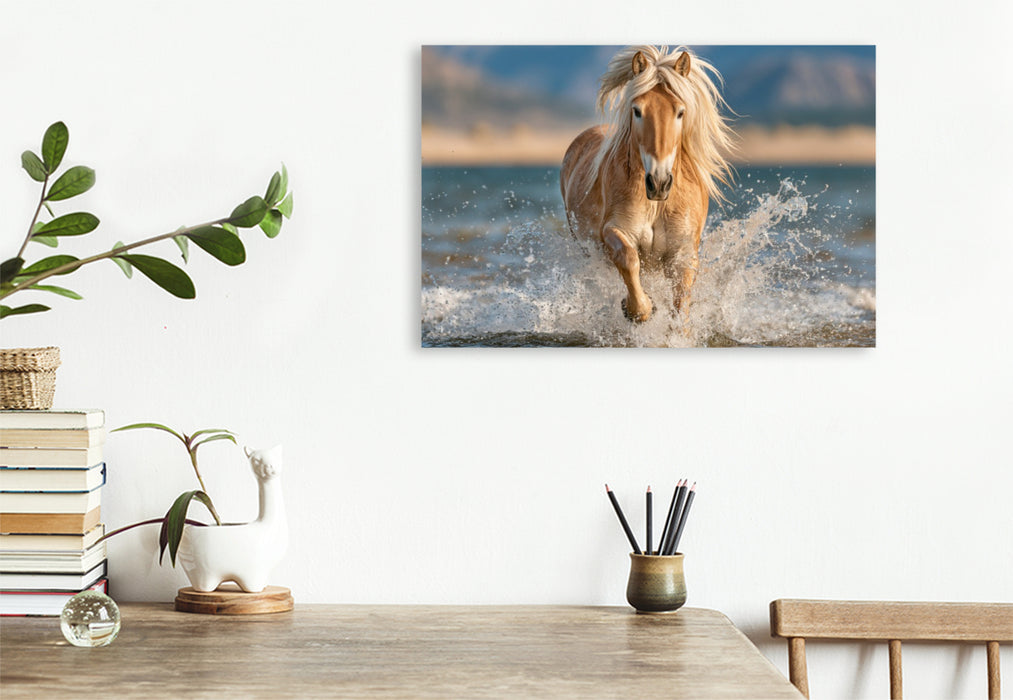 Premium Textil-Leinwand Mit jedem Galopp wächst die Freiheit