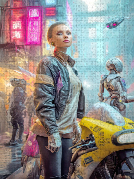 Cyberpunk Neonwelt - CALVENDO Foto-Puzzle'