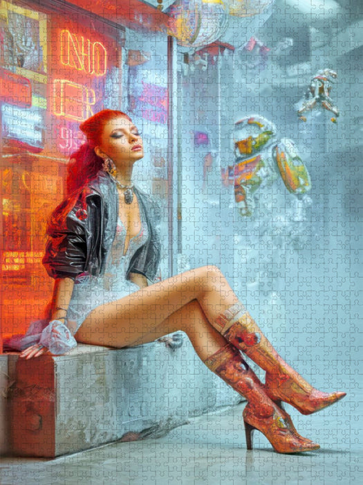 Cyberpunk Neonwelt - CALVENDO Foto-Puzzle'