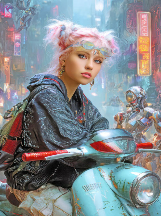 Cyberpunk Neonwelt - CALVENDO Foto-Puzzle'