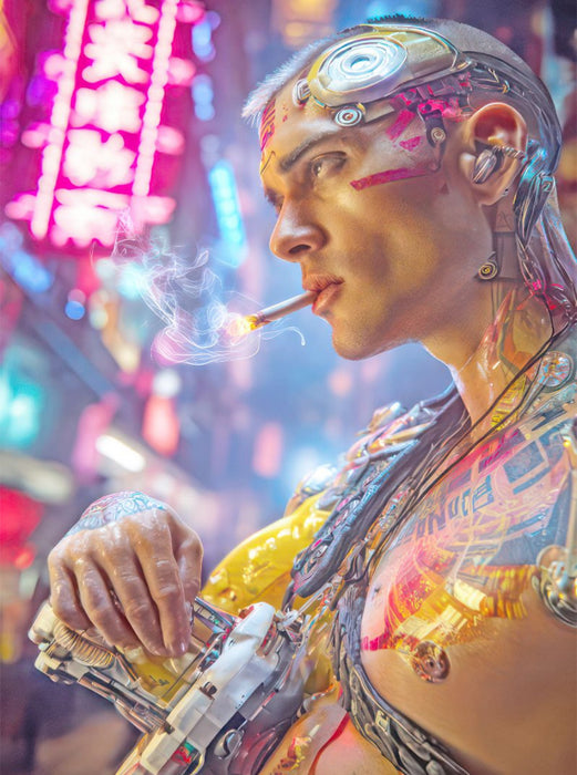 Cyberpunk Neonwelt - CALVENDO Foto-Puzzle'