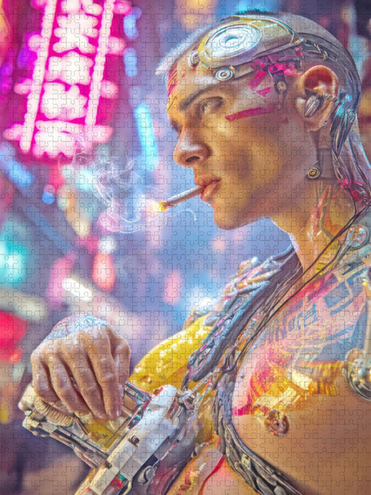Cyberpunk Neonwelt - CALVENDO Foto-Puzzle'