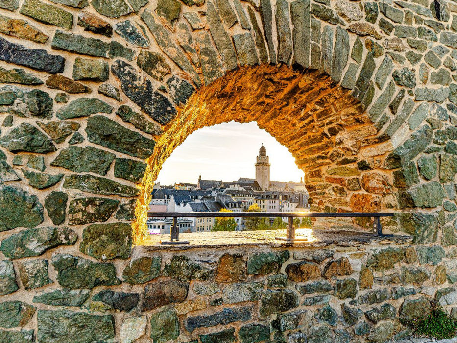 Rathaus Plauen vom Hradschin aus gesehen. - CALVENDO Foto-Puzzle'