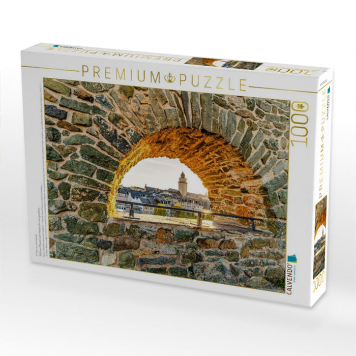 Rathaus Plauen vom Hradschin aus gesehen. - CALVENDO Foto-Puzzle'