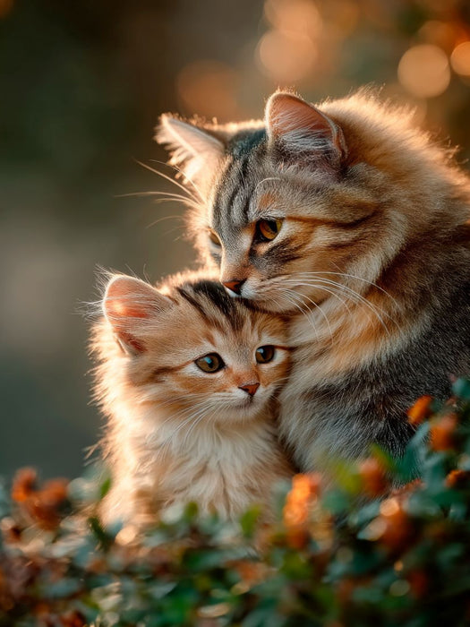 Katzenmama und Kitten beim Schmusen - CALVENDO Foto-Puzzle'