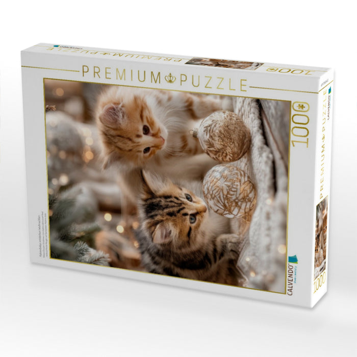 Katzenbabys entdecken Weihnachten - CALVENDO Foto-Puzzle'