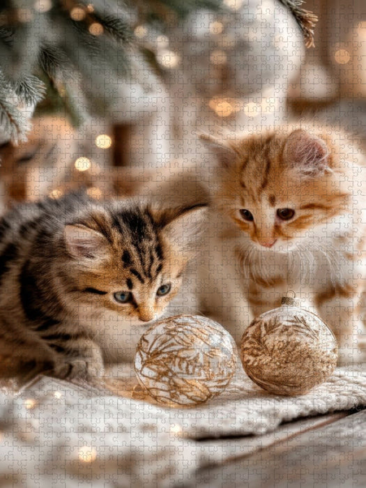 Katzenbabys entdecken Weihnachten - CALVENDO Foto-Puzzle'