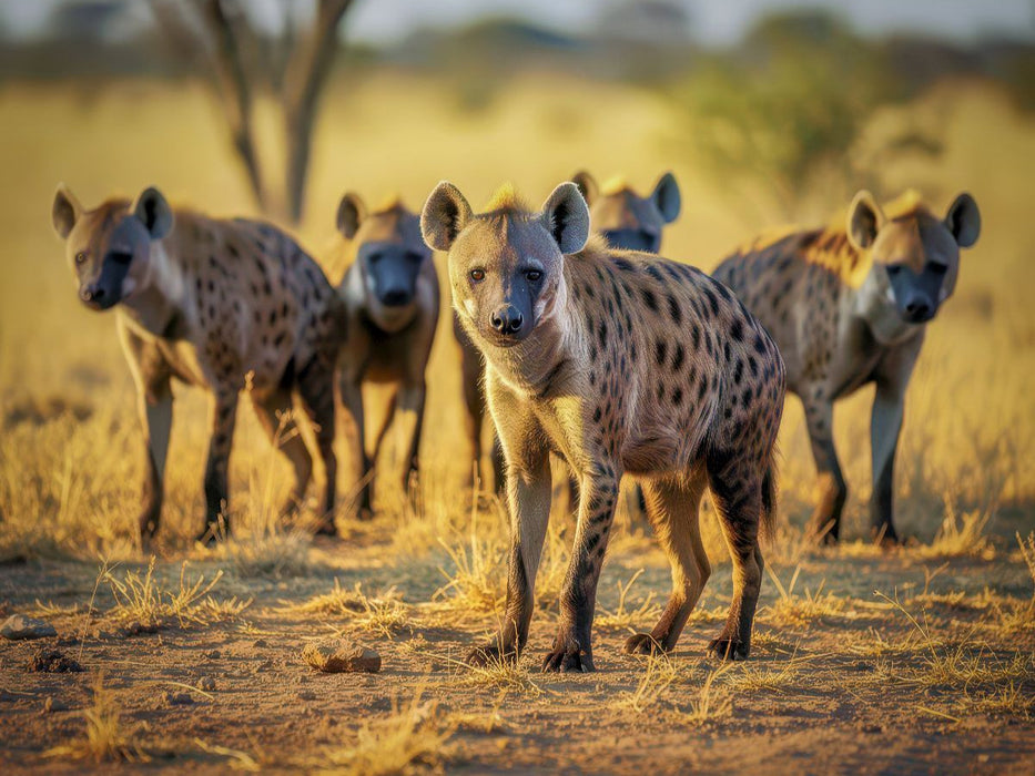 Hyänen, die lautlos durch die Steppe gleiten. - CALVENDO Foto-Puzzle'