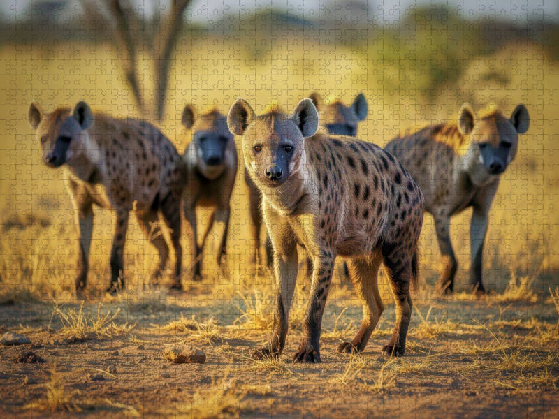 Hyänen, die lautlos durch die Steppe gleiten. - CALVENDO Foto-Puzzle'