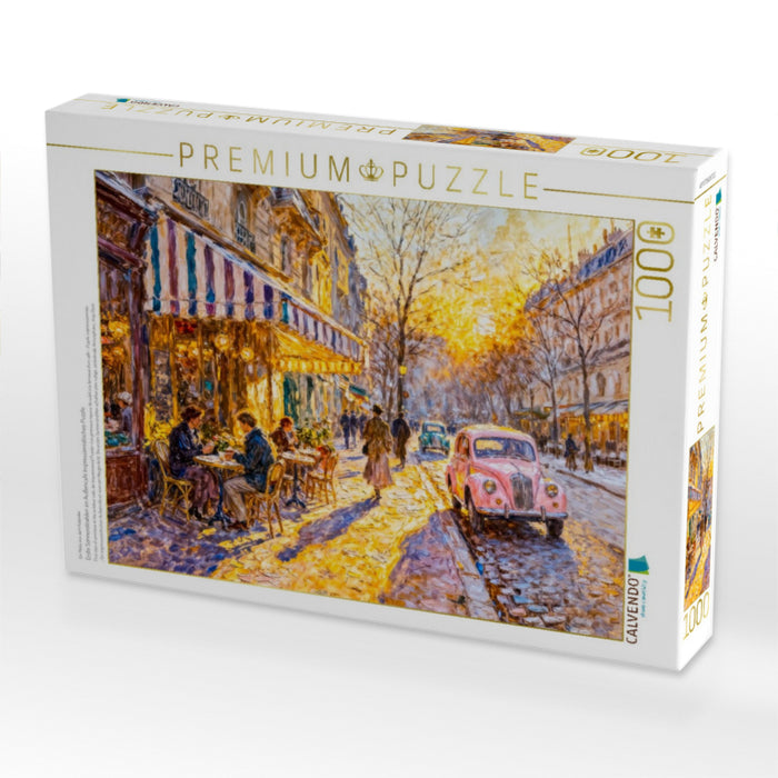 Erste Sonnenstrahlen im Außencafé Impressionistisches Puzzle - CALVENDO Foto-Puzzle'