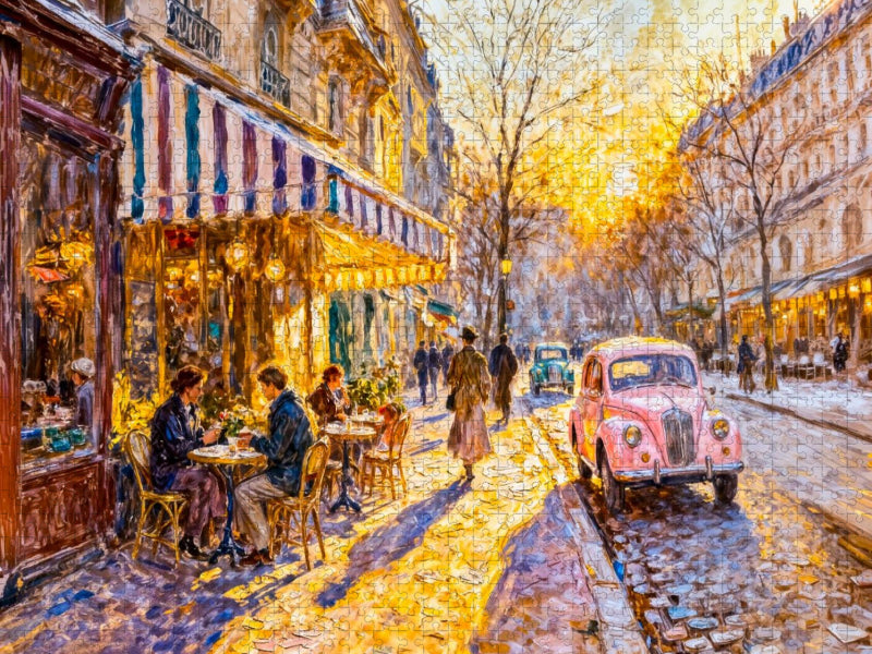 Erste Sonnenstrahlen im Außencafé Impressionistisches Puzzle - CALVENDO Foto-Puzzle'