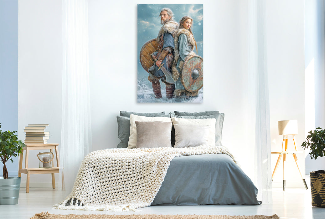 Premium Textil-Leinwand Wikinger Fantasiemotive