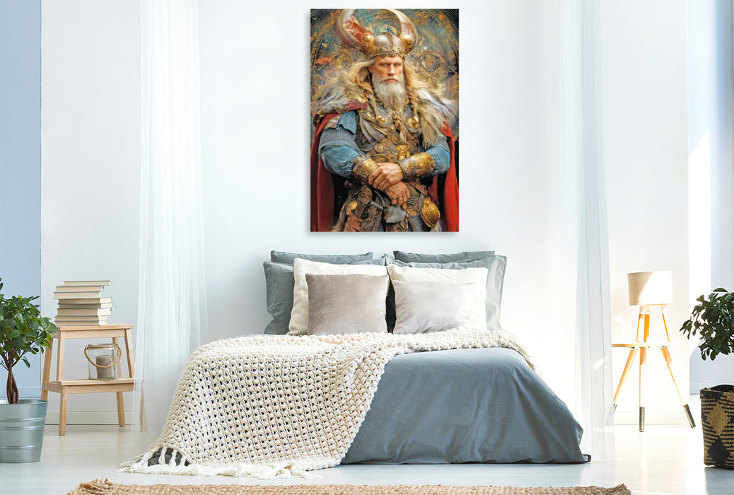 Premium Textil-Leinwand Wikinger Fantasiemotive