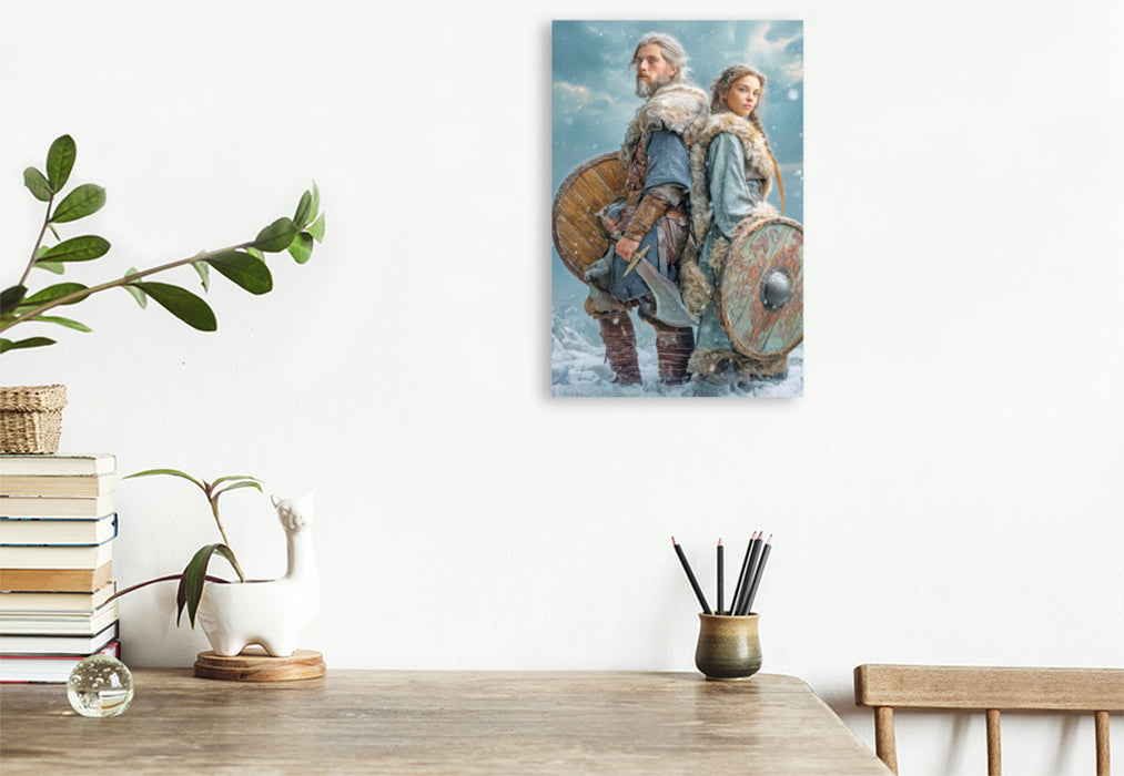 Premium Textil-Leinwand Wikinger Fantasiemotive