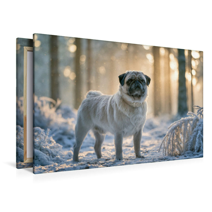 Premium Textil-Leinwand Winterzauber auf vier Pfoten