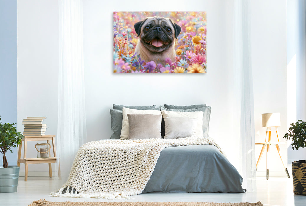 Premium Textil-Leinwand Ein Motiv aus dem Kalender Edle Möpse