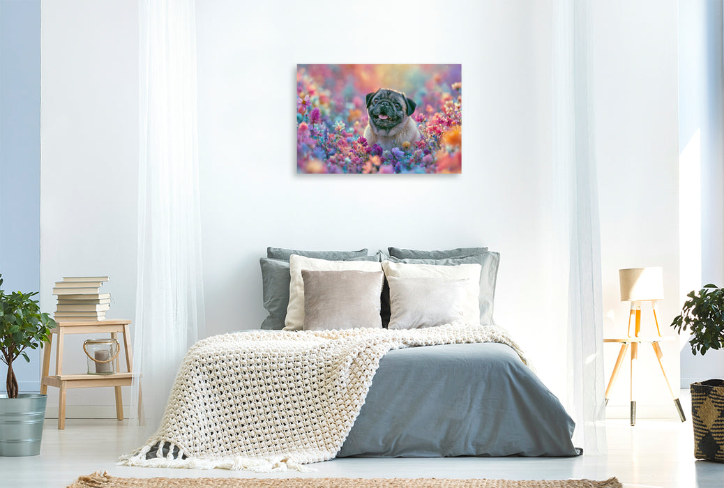 Premium Textil-Leinwand Ein Motiv aus dem Kalender Edle Möpse