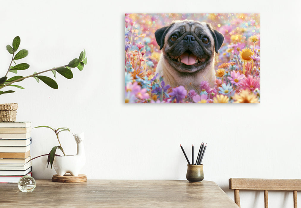 Premium Textil-Leinwand Ein Motiv aus dem Kalender Edle Möpse