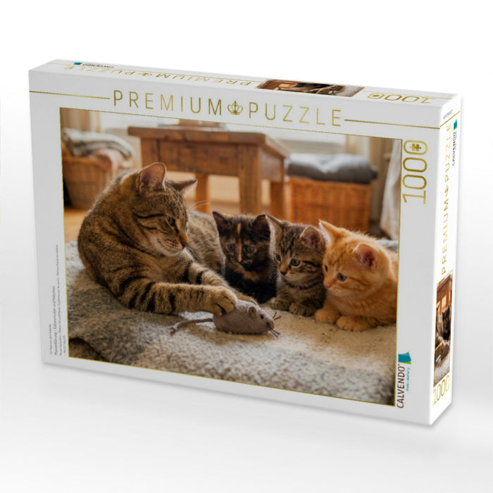 Mauserklärung - Katzenmutter und Kätzchen - CALVENDO Foto-Puzzle'