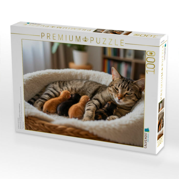 Schnurrendes Wohlgefühl im Katzenkörbchen - CALVENDO Foto-Puzzle'