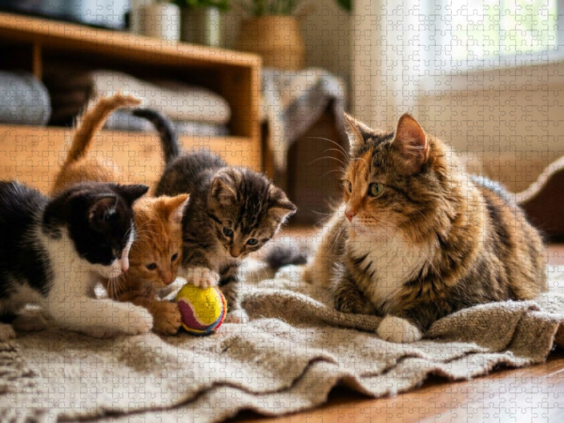Kätzchen spielen mit dem Ball - CALVENDO Foto-Puzzle'