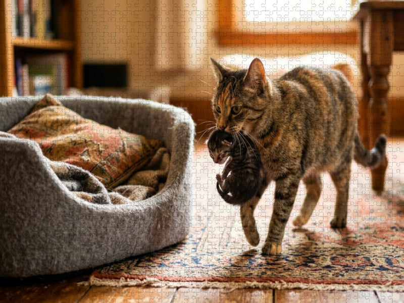 Umzug ins weiche Körbchen - CALVENDO Foto-Puzzle'