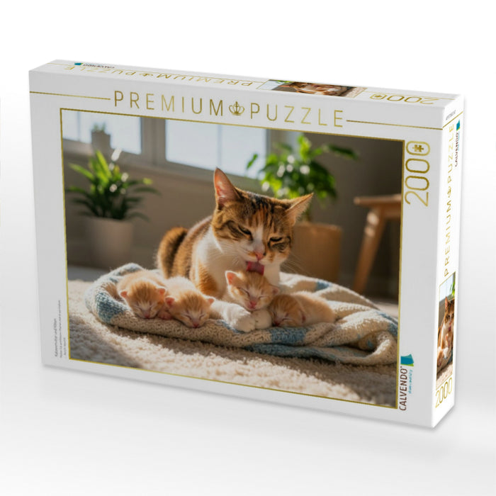 Katzenmutter und Kitten - CALVENDO Foto-Puzzle'