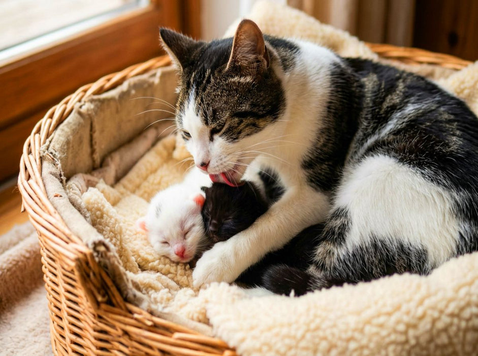 Morgenwäsche - Katzenmutter und Kätzchen - CALVENDO Foto-Puzzle'