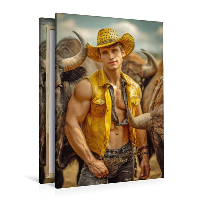 Premium Textil-Leinwand Cowboy Erotik
