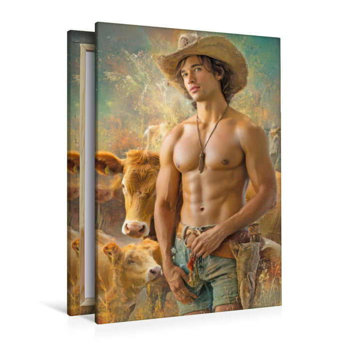 Premium Textil-Leinwand Cowboy Erotik