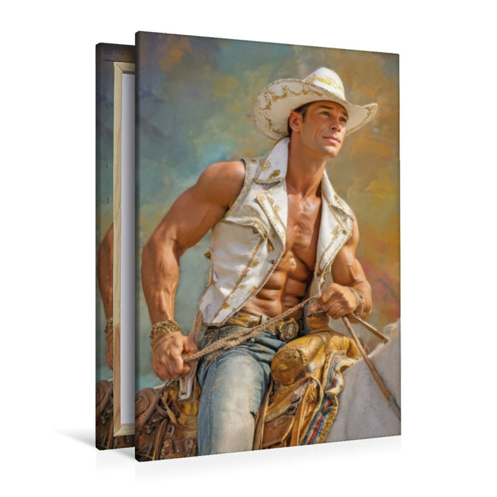 Premium Textil-Leinwand Cowboy Erotik